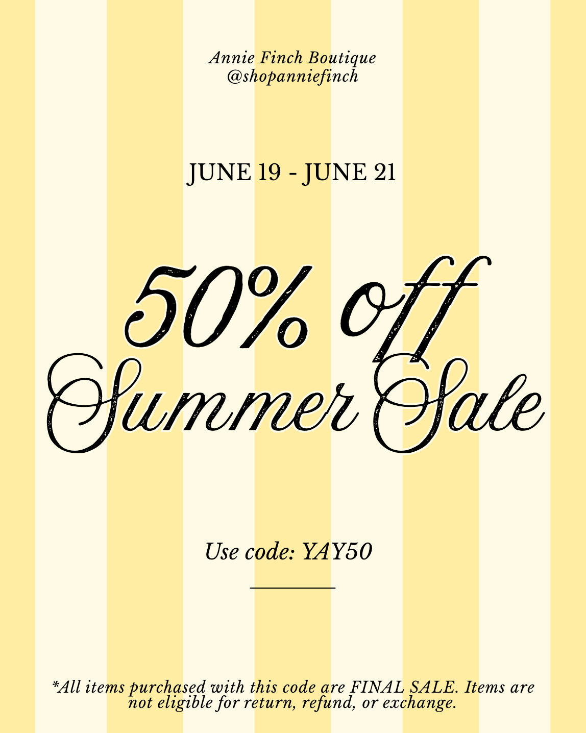 50% OFF SUMMER SALE!!