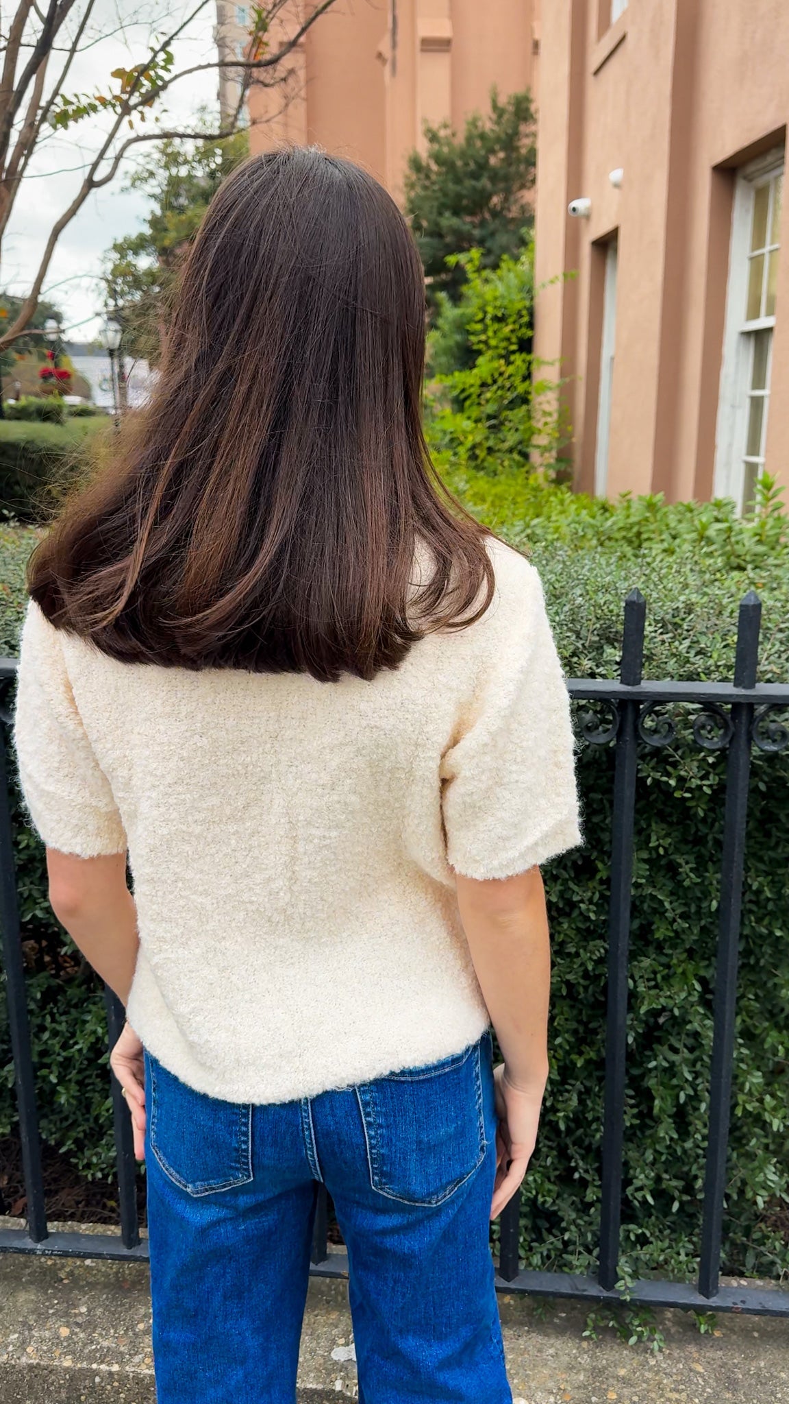 Soft Boucle Pullover Knit Sweater Top cream