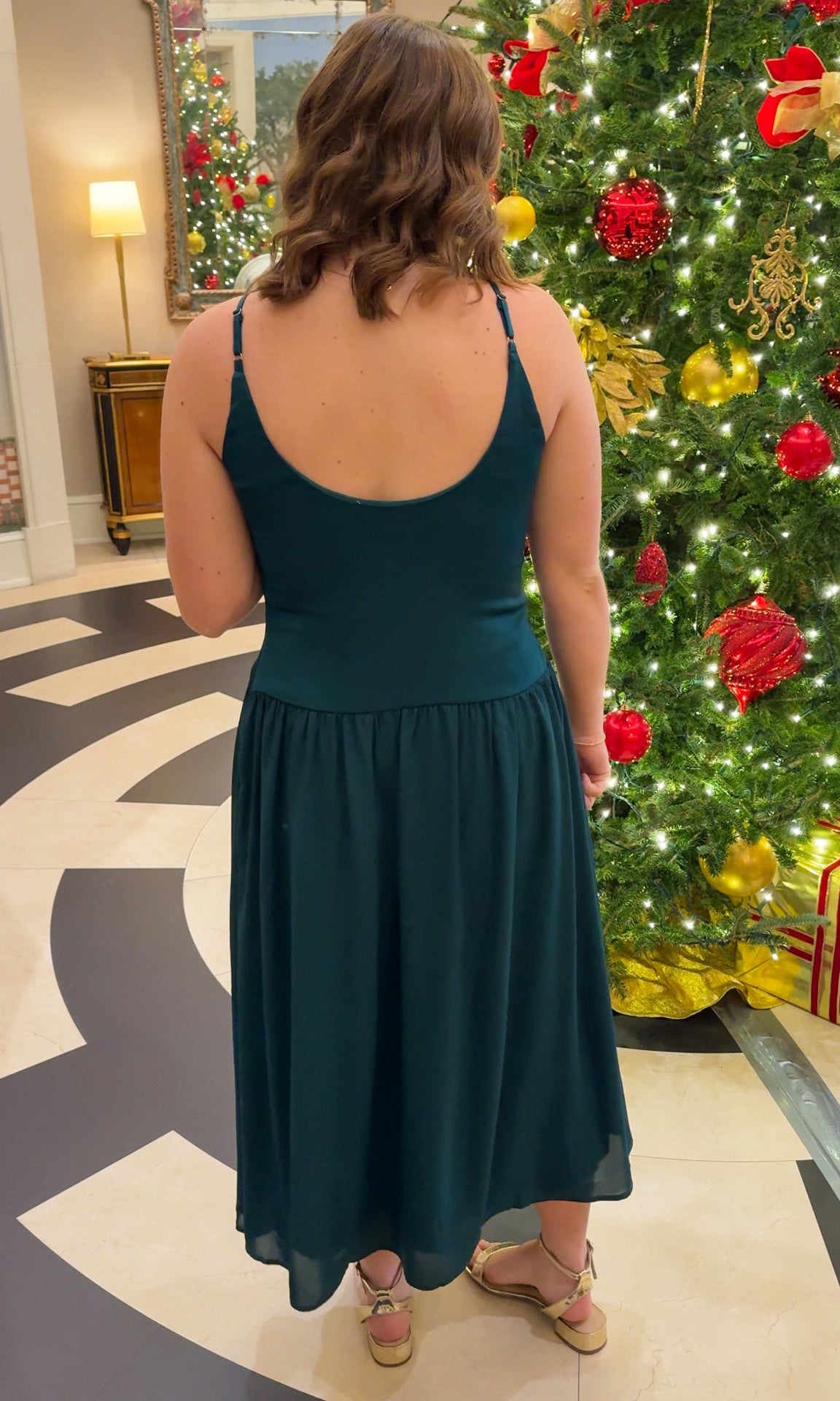 green slip sleeveless maxi midi dress hunter green holiday dress