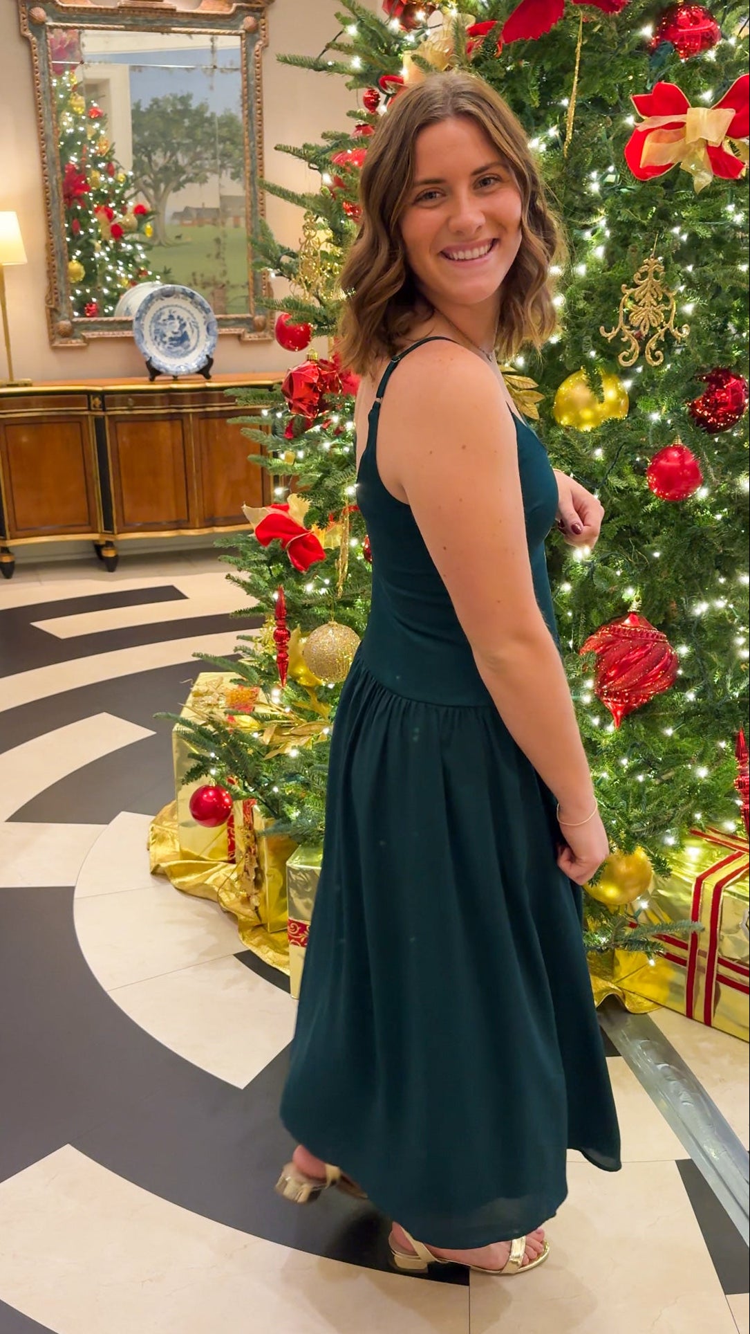 green slip sleeveless maxi midi dress hunter green holiday dress