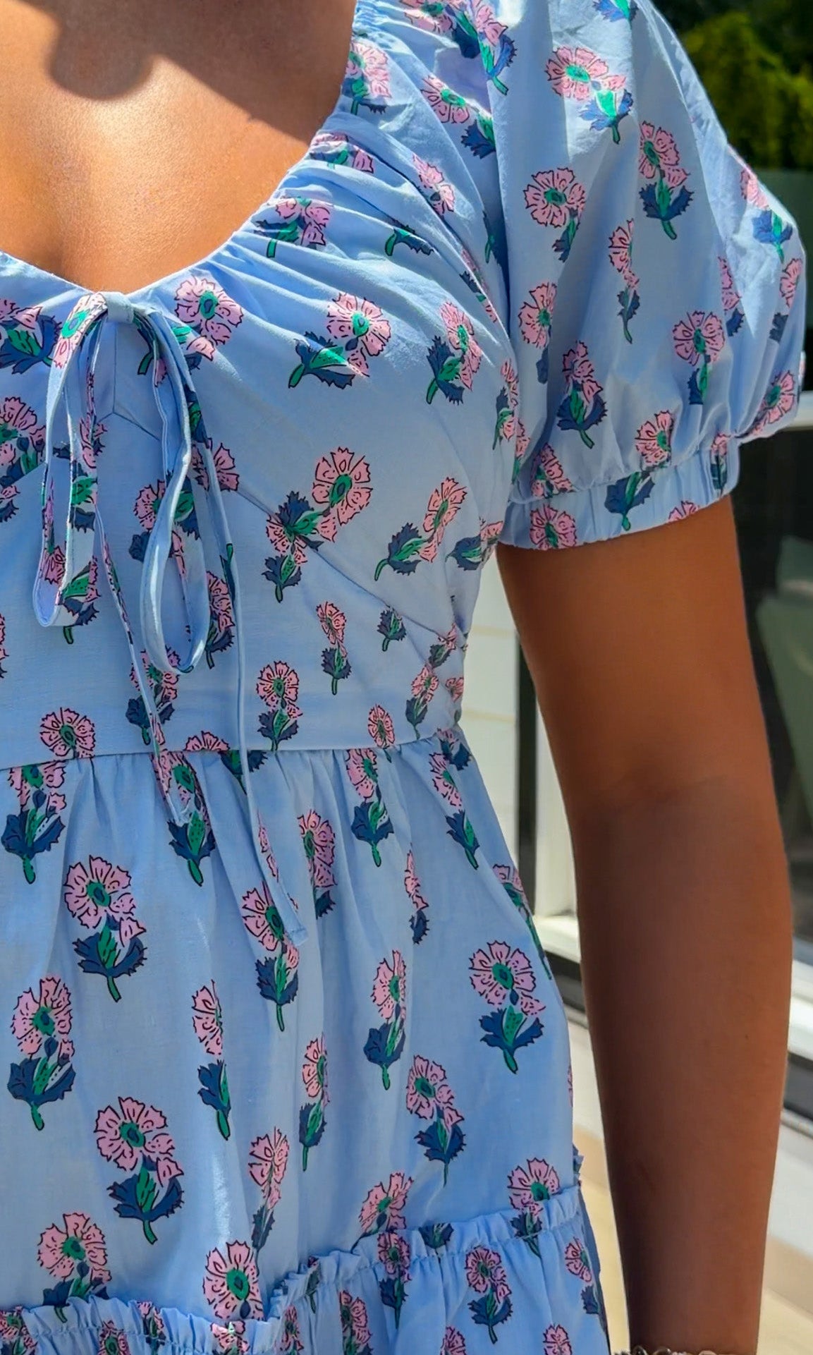 blue mini floral dress