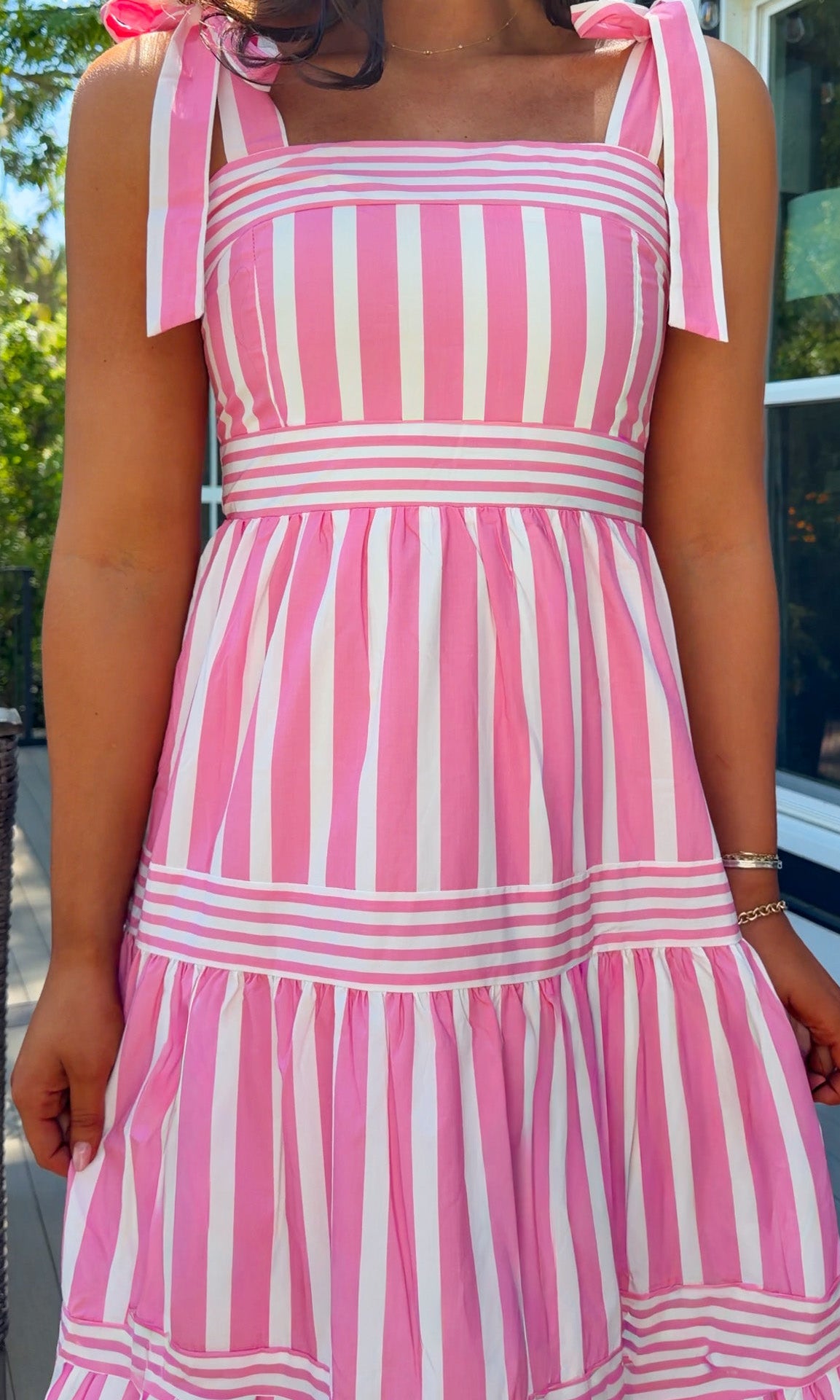 pink striped maxi dress women's summer dress adjustable straps