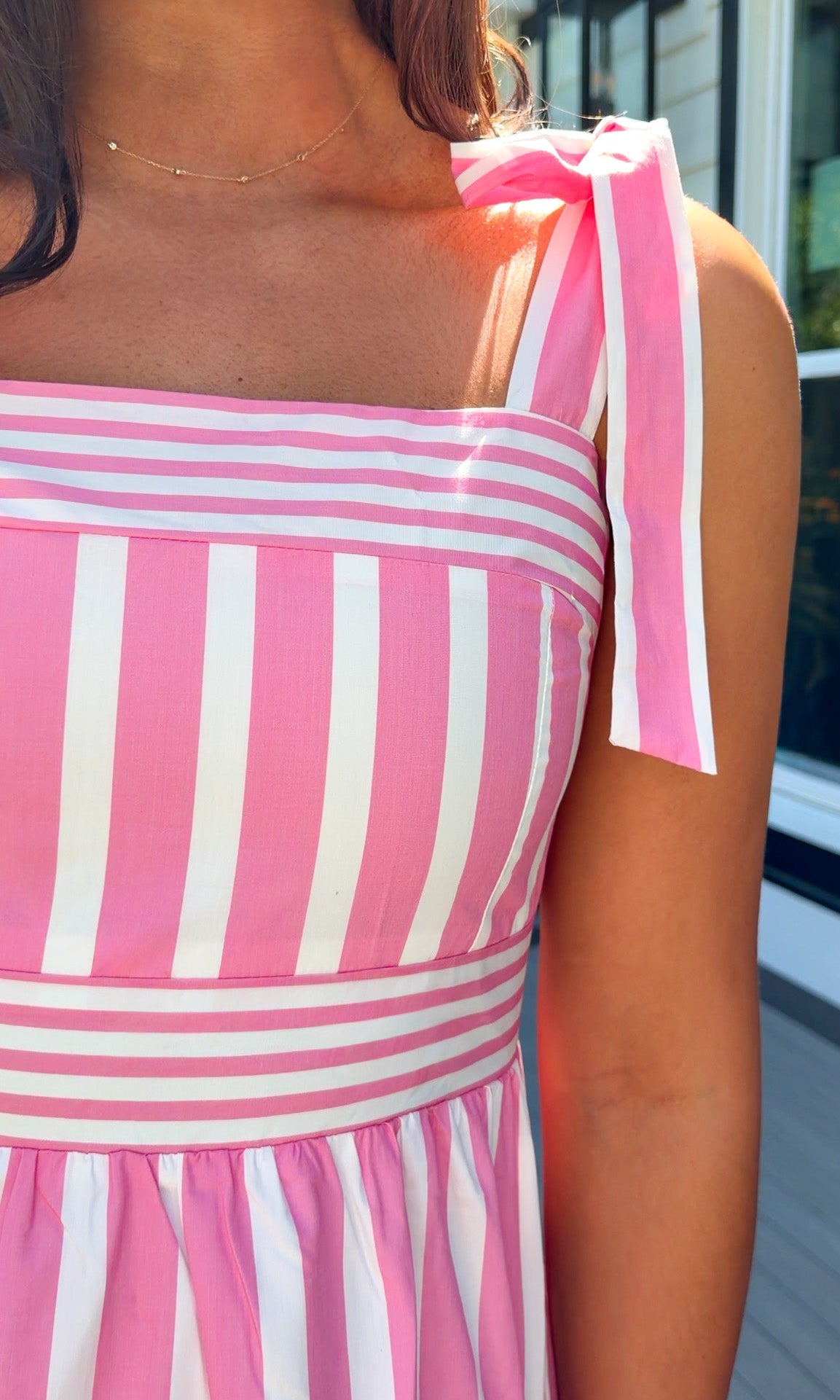 pink striped maxi dress women's summer dress adjustable straps