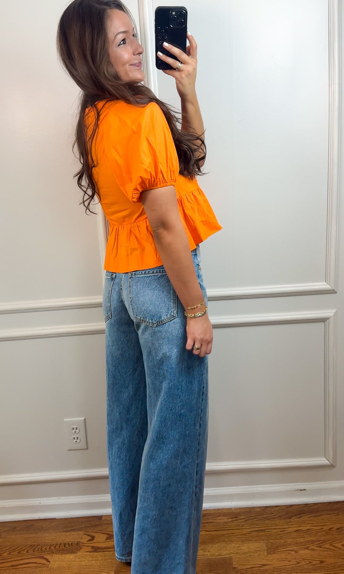 blue denim high waisted jeans