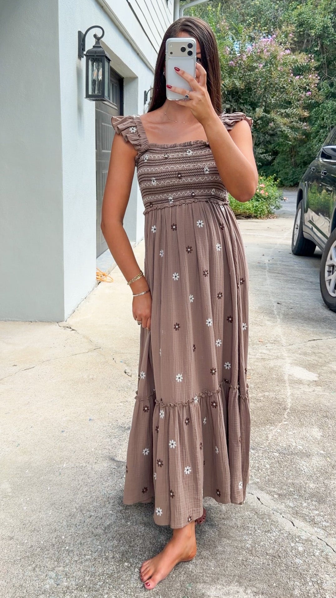 Cici Floral Maxi Dress - Brown