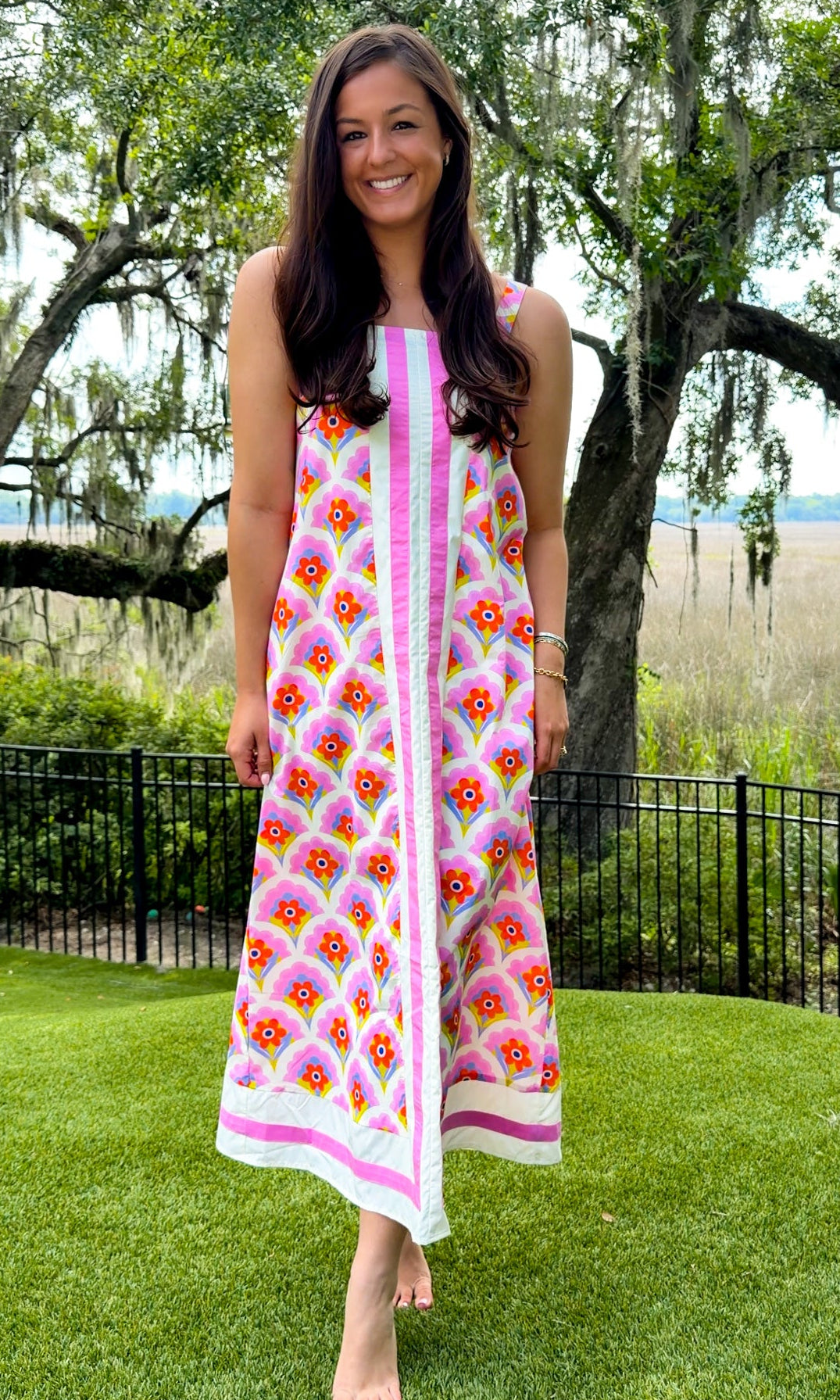 retro floral midi dress women's summer dress