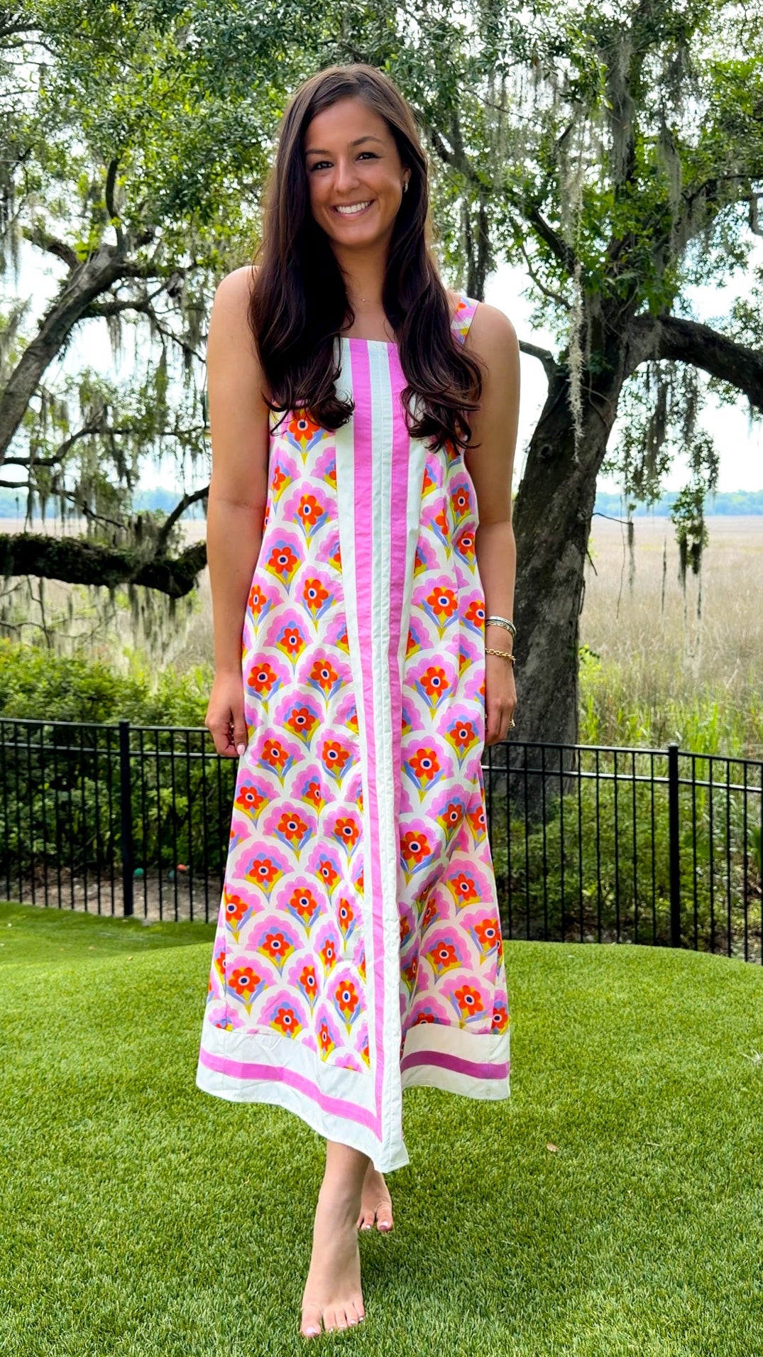 retro floral midi dress women's summer dress