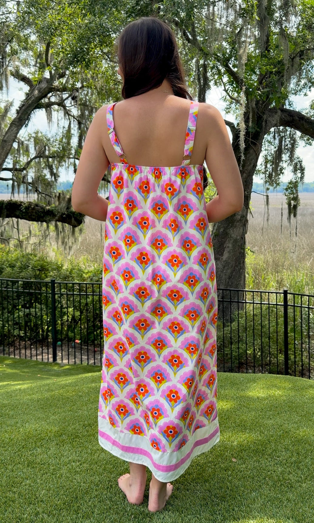 retro floral midi dress women's summer dress