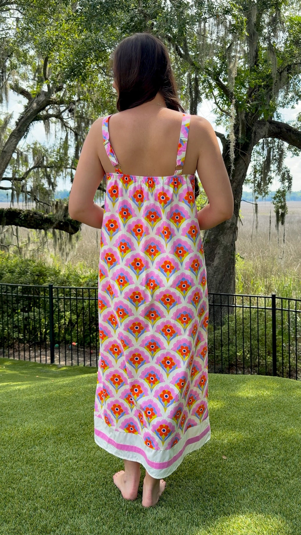 retro floral midi dress women's summer dress