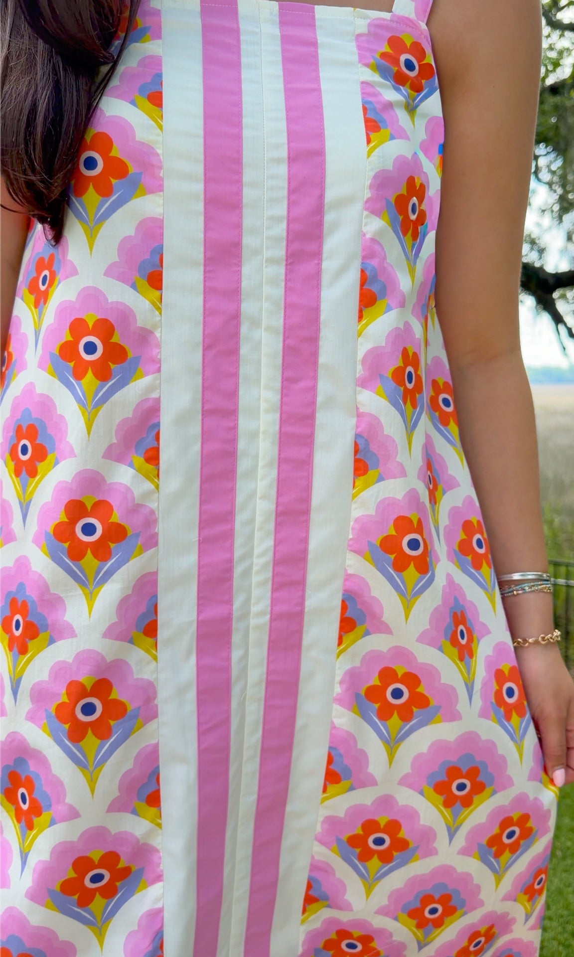 retro floral midi dress women's summer dress