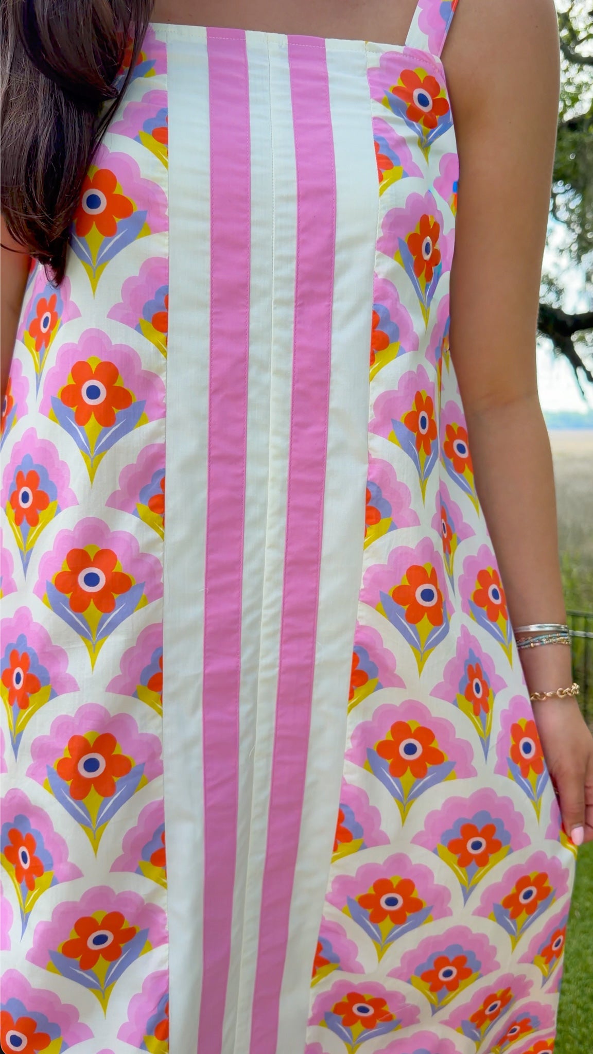 retro floral midi dress women's summer dress