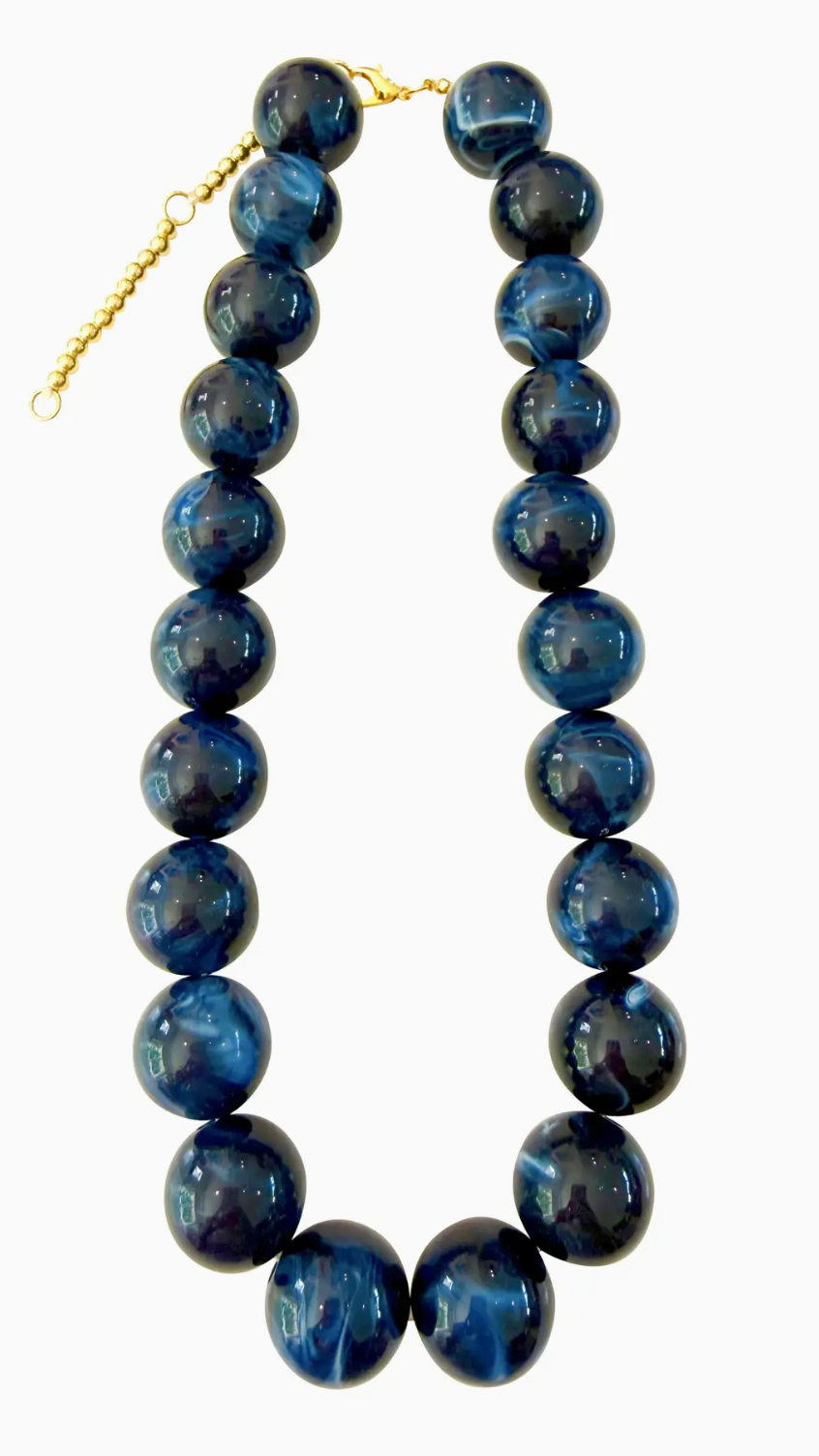 Chunky Beaded Necklace - Navy Blue