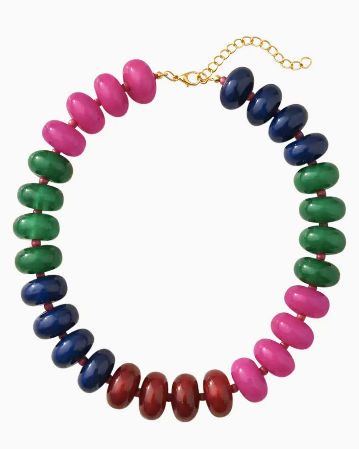 Chunky Beaded Necklace - Pink Navy Mix