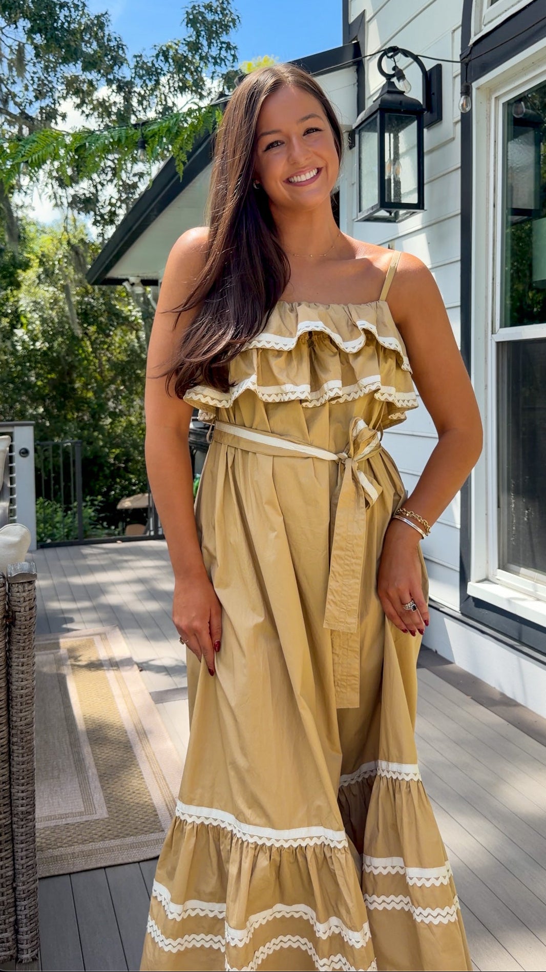 Ruffle Tiered Ric-Rac Maxi Dress