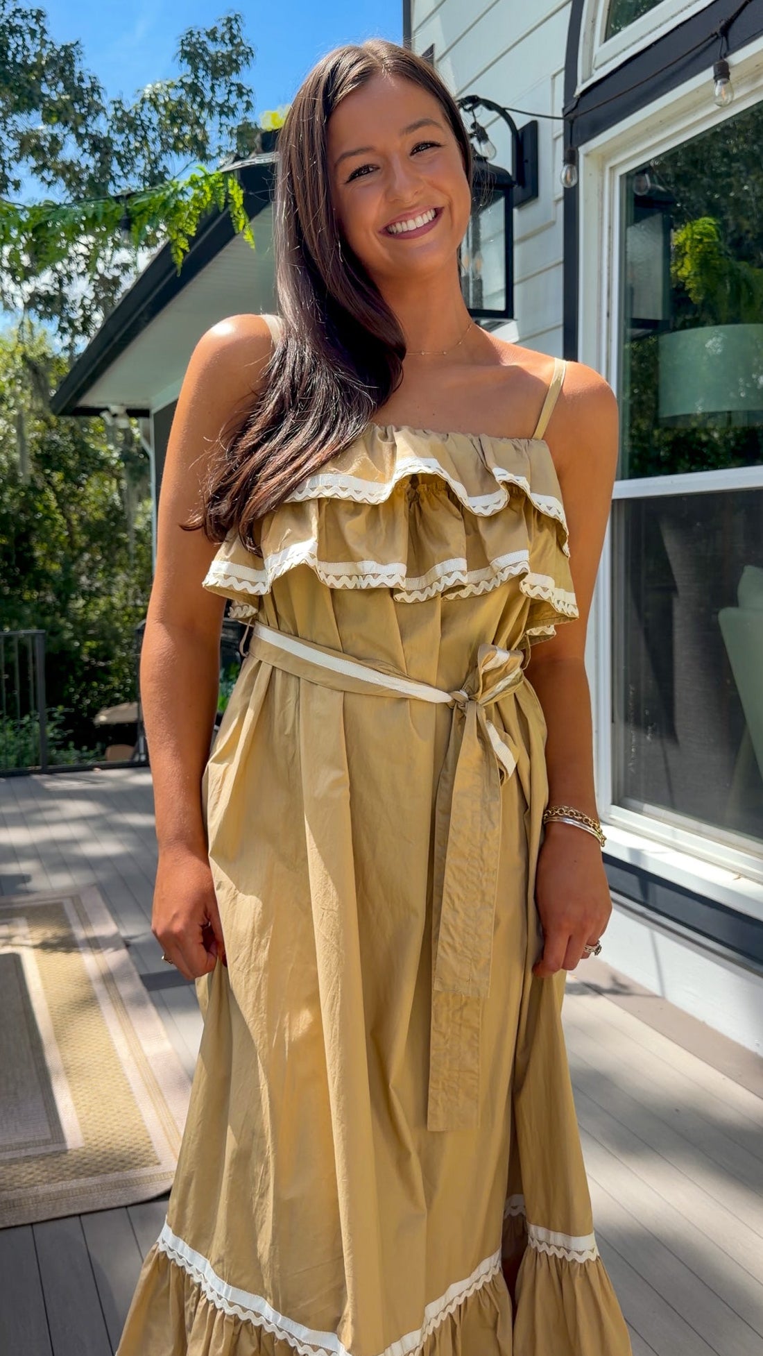 Ruffle Tiered Ric-Rac Maxi Dress
