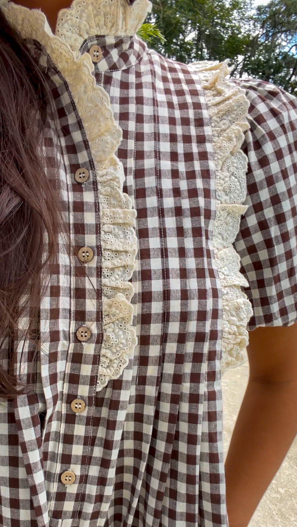 Chandler Gingham Romper - Brown
