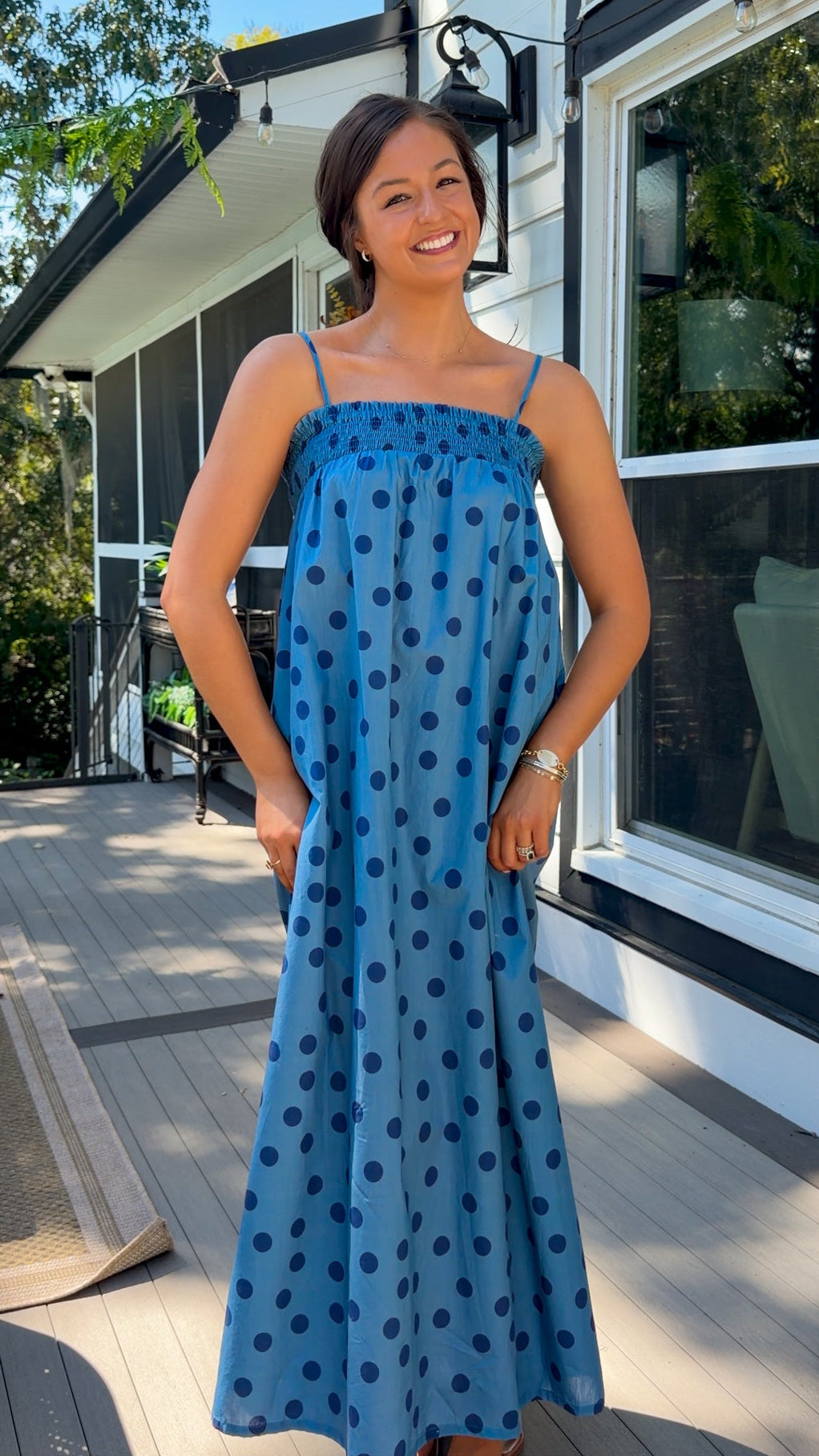 Bonnie Maxi Dress - Dusty Blue Dots