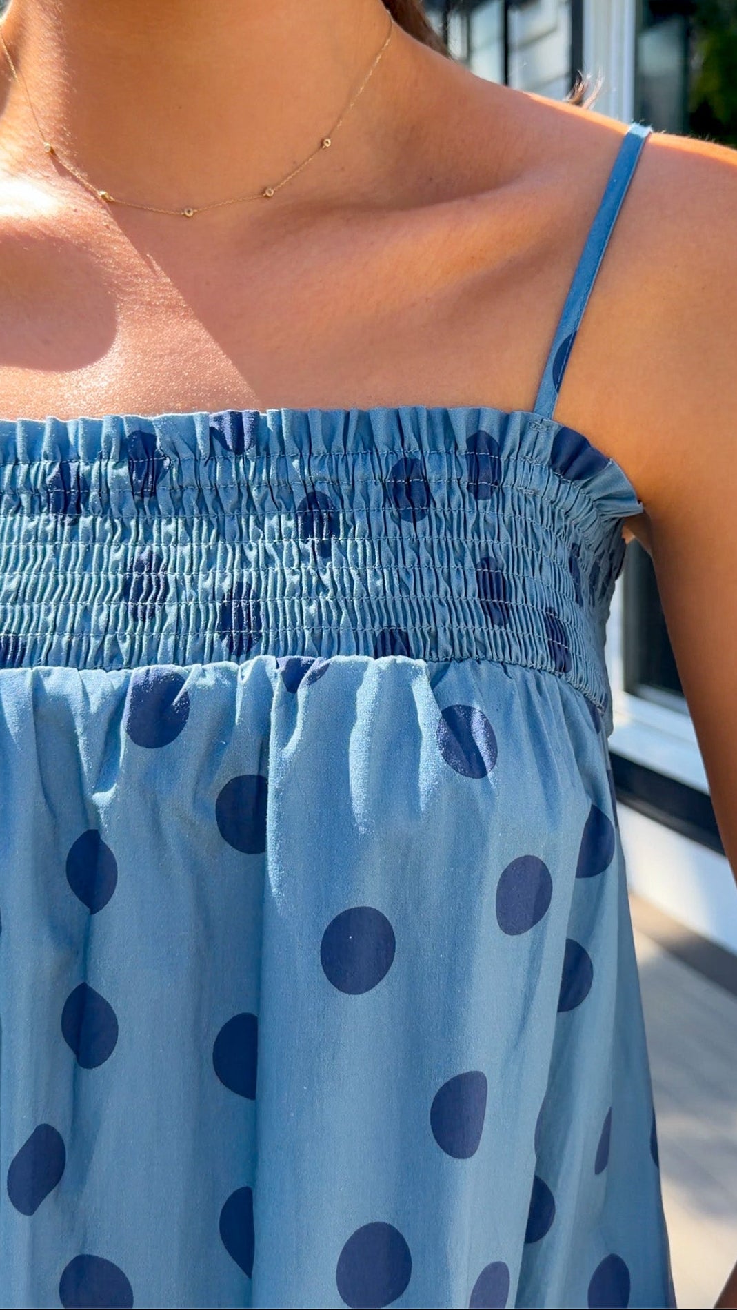 Bonnie Maxi Dress - Dusty Blue Dots