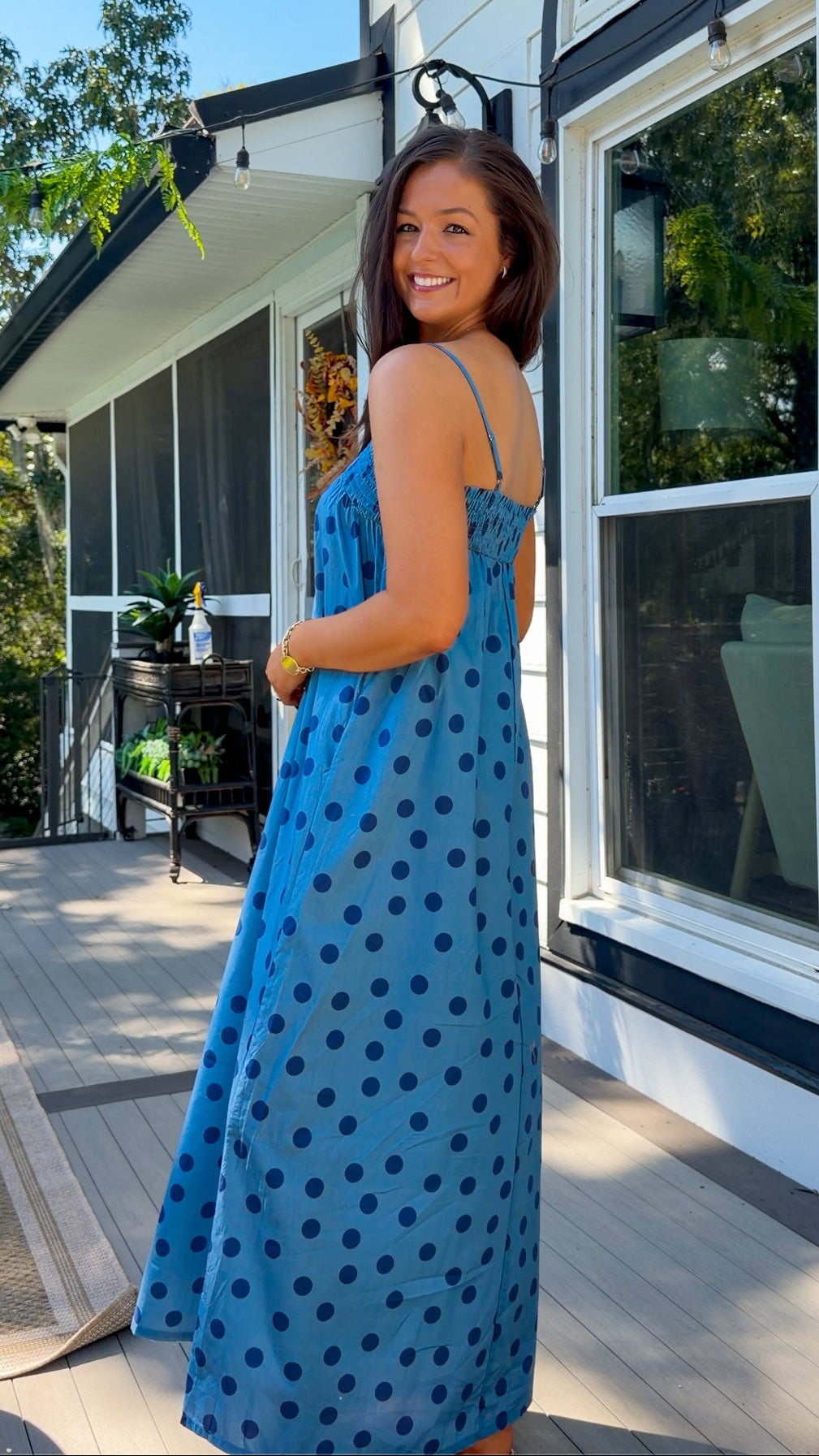 Bonnie Maxi Dress - Dusty Blue Dots