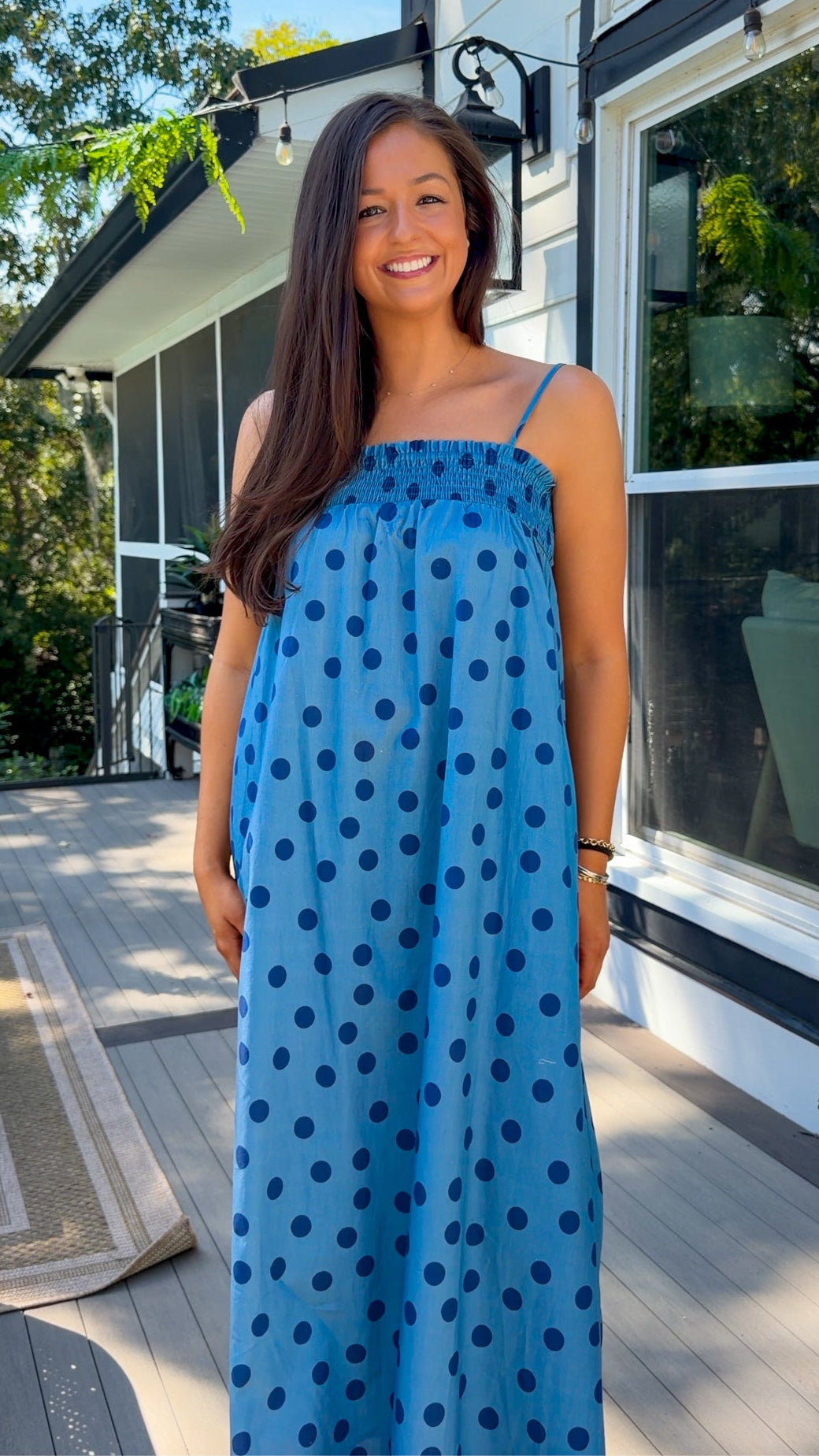 Bonnie Maxi Dress - Dusty Blue Dots