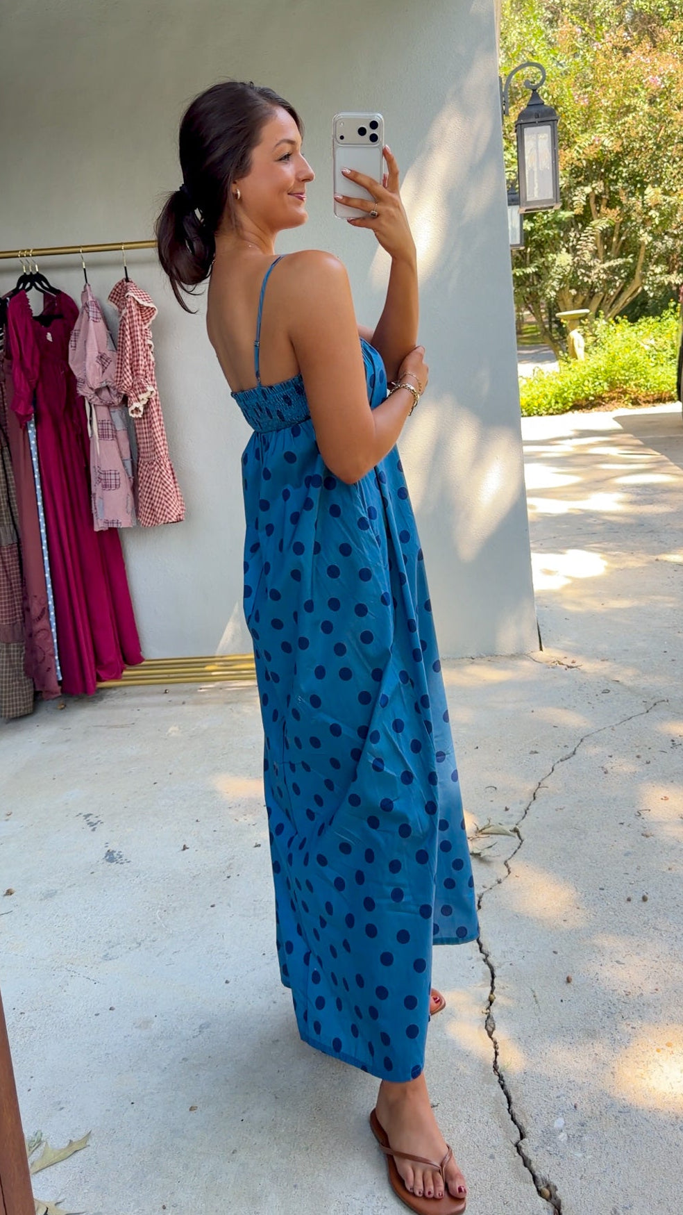 Bonnie Maxi Dress - Dusty Blue Dots