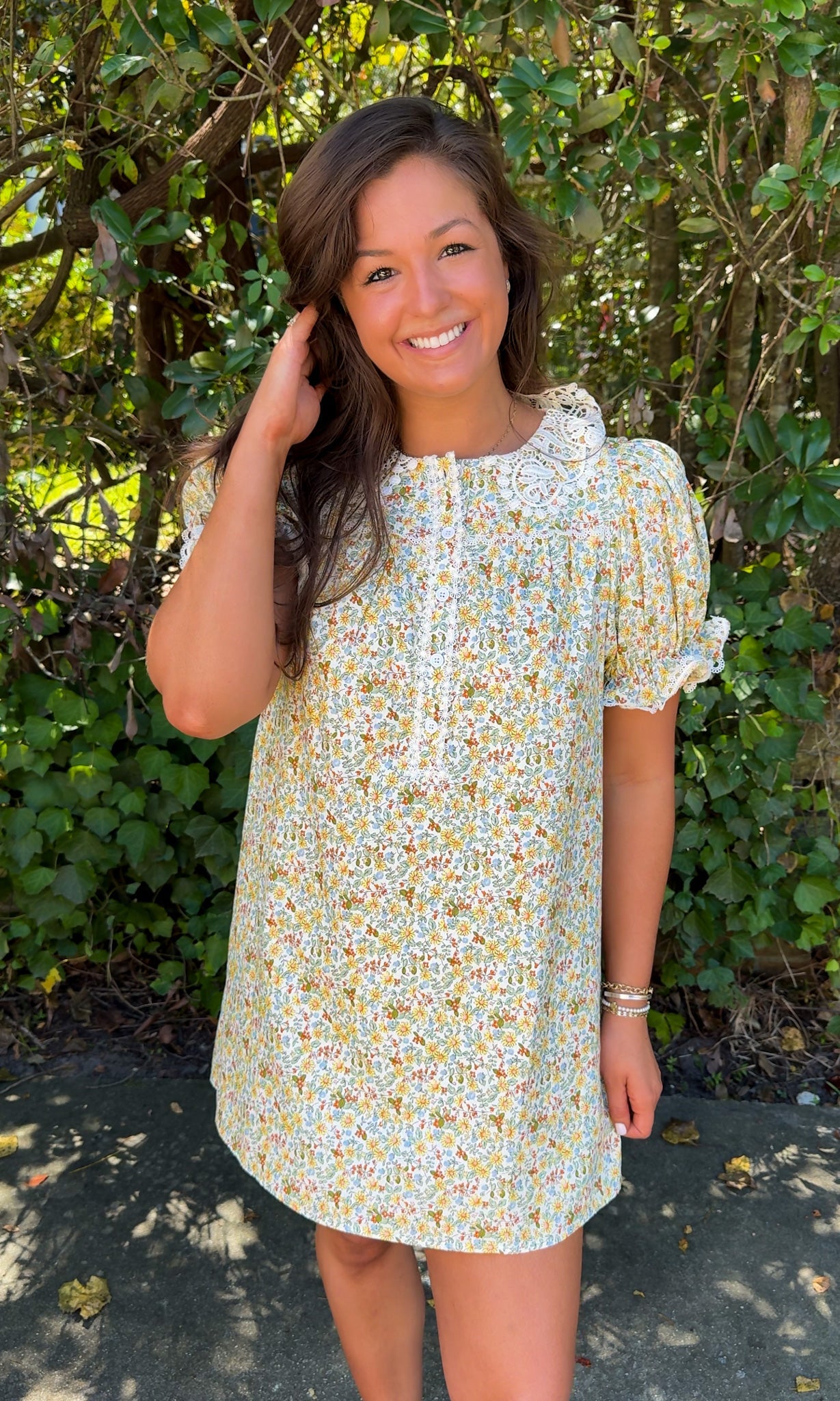 harriet mini dress Harriet Mesh Overlay Ruched Mini Dress Leaf Print Apple L