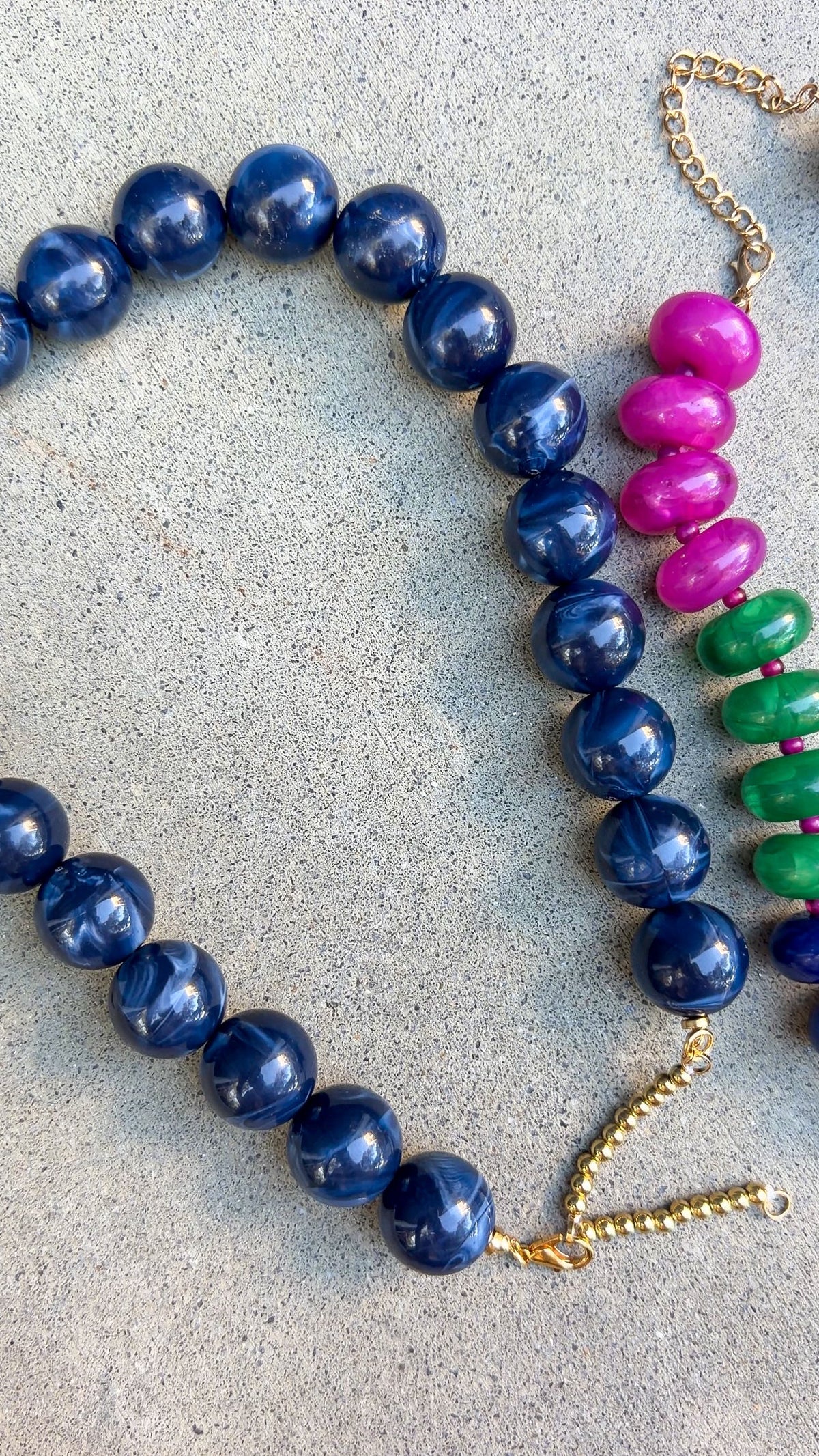 Chunky Beaded Necklace - Navy Blue