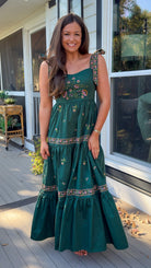 green dress floral embroidery front 2