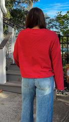 red and white stripe long sleeve top casual top back