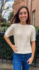 Soft Boucle Pullover Knit Sweater Top cream