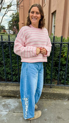 denim barrel jeans lace up side detail