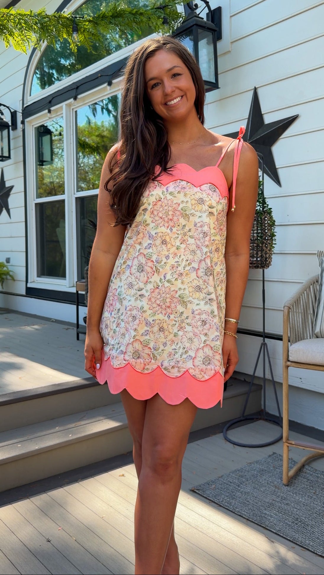 Rosette Floral Mini Dress