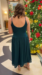 green slip sleeveless maxi midi dress hunter green holiday dress