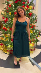 green slip sleeveless maxi midi dress hunter green holiday dress