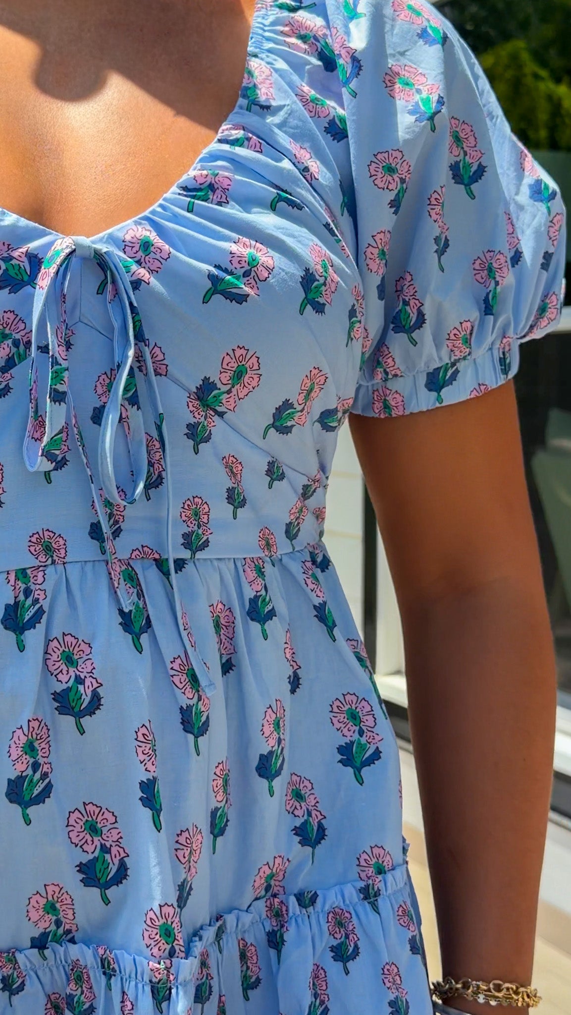 blue mini floral dress 