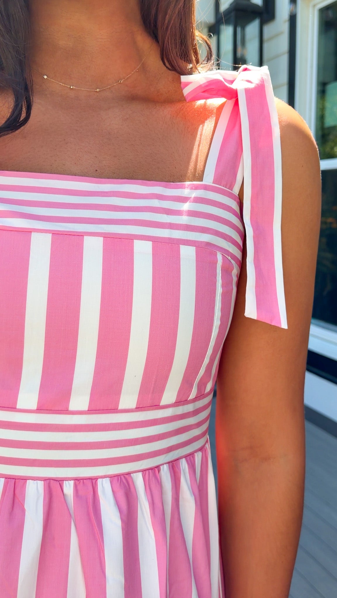 pink striped maxi dress women's summer dress adjustable straps