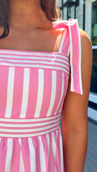 pink striped maxi dress women's summer dress adjustable straps
