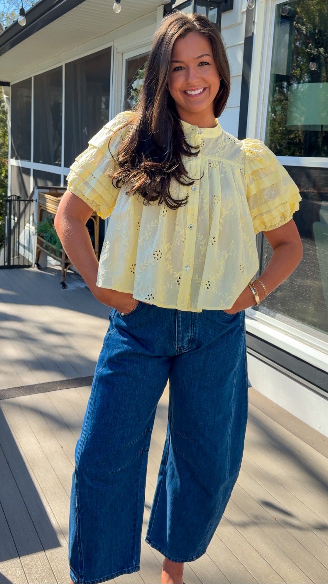 womens wide leg denim blue baggy pants barrel cut