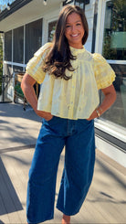 womens wide leg denim blue baggy pants barrel cut