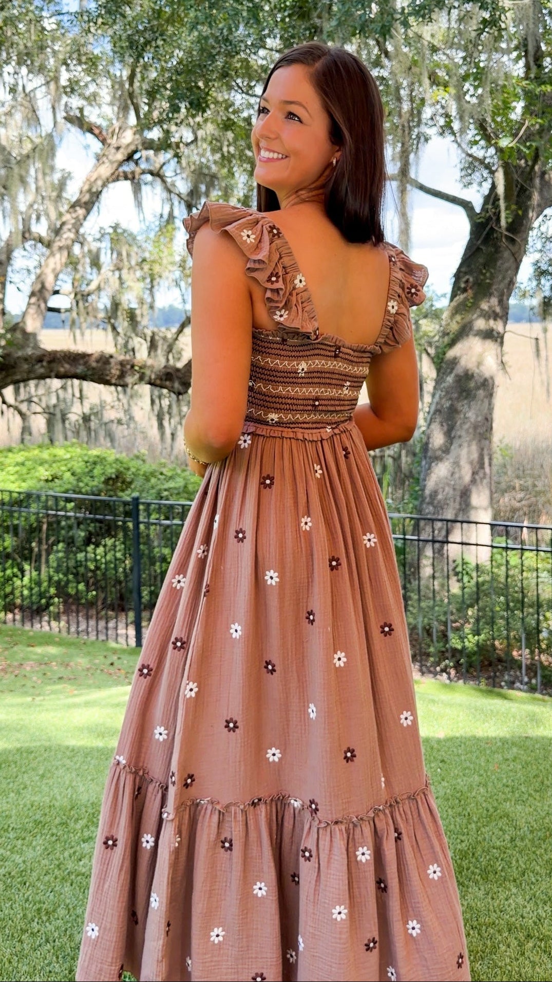 Cici Floral Maxi Dress  - Brown