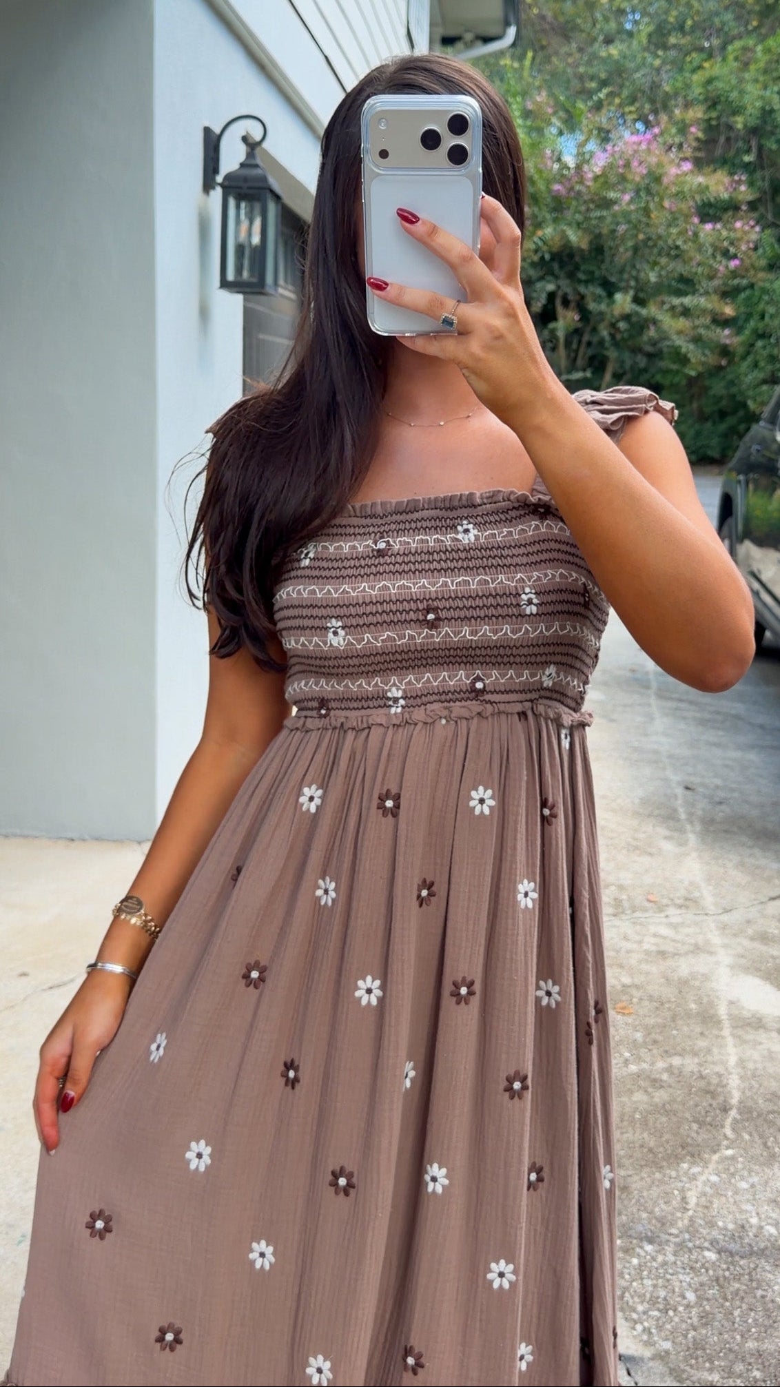 Cici Floral Maxi Dress  - Brown