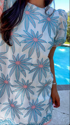 Ivory mini dress with floral embroidery