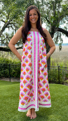 retro floral midi dress women's summer dress