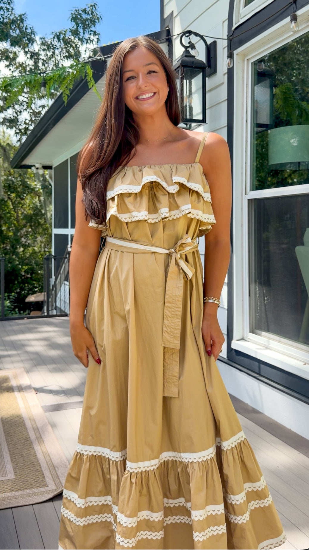 Ruffle Tiered Ric-Rac Maxi Dress