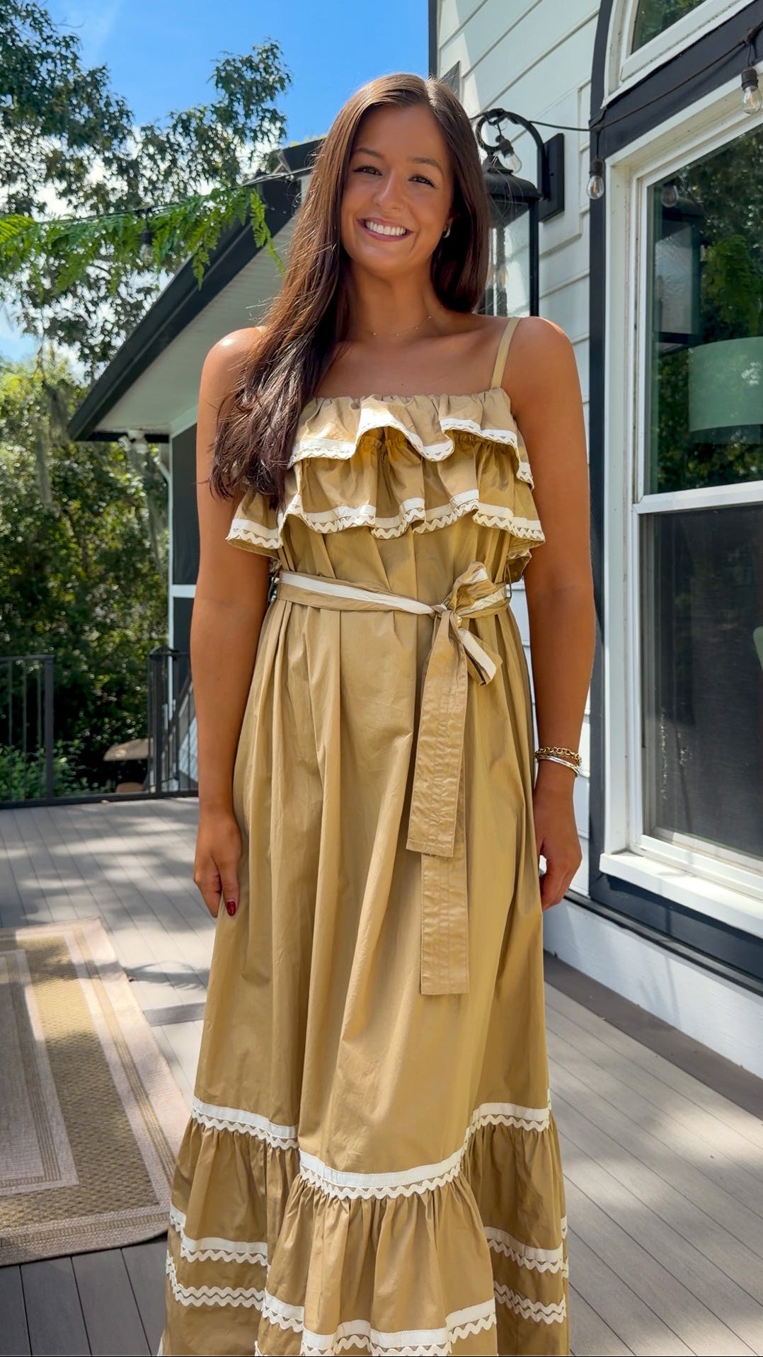 Ruffle Tiered Ric-Rac Maxi Dress