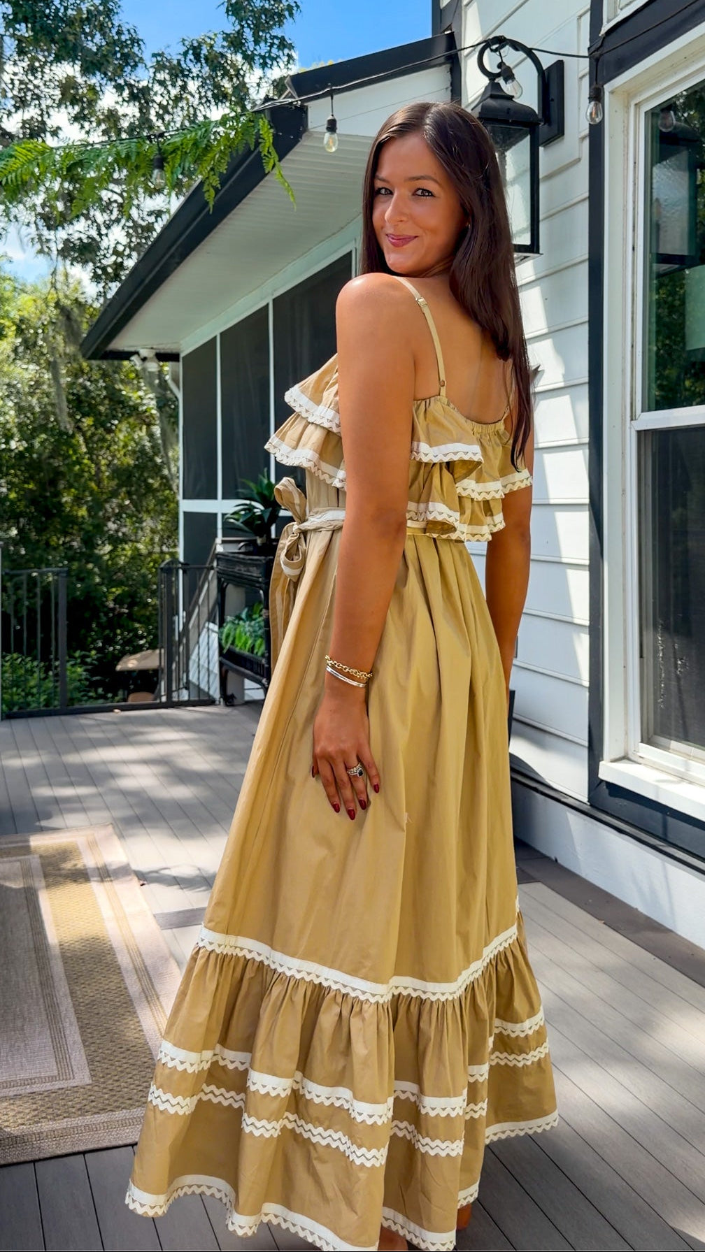 Ruffle Tiered Ric-Rac Maxi Dress