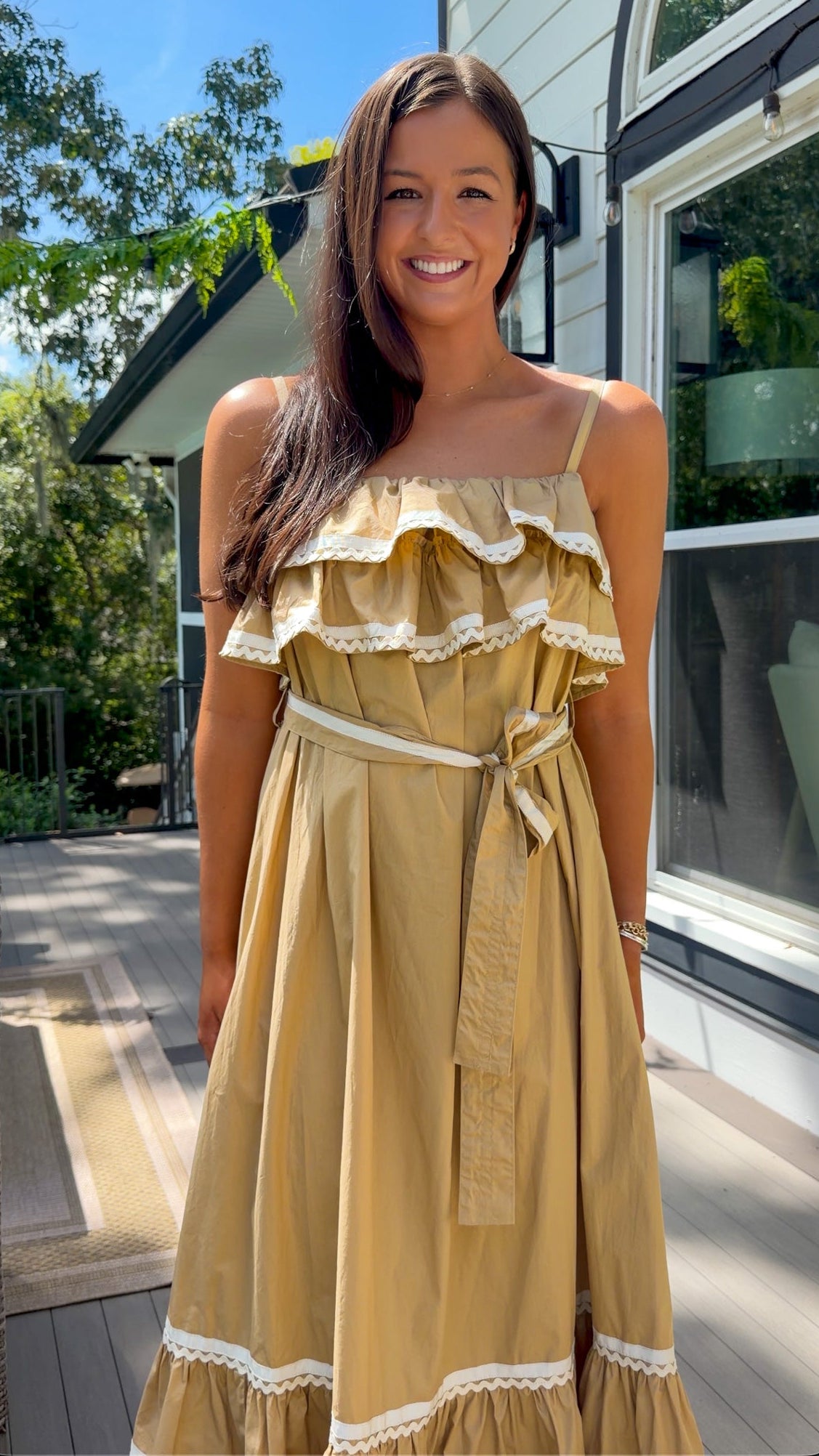 Ruffle Tiered Ric-Rac Maxi Dress