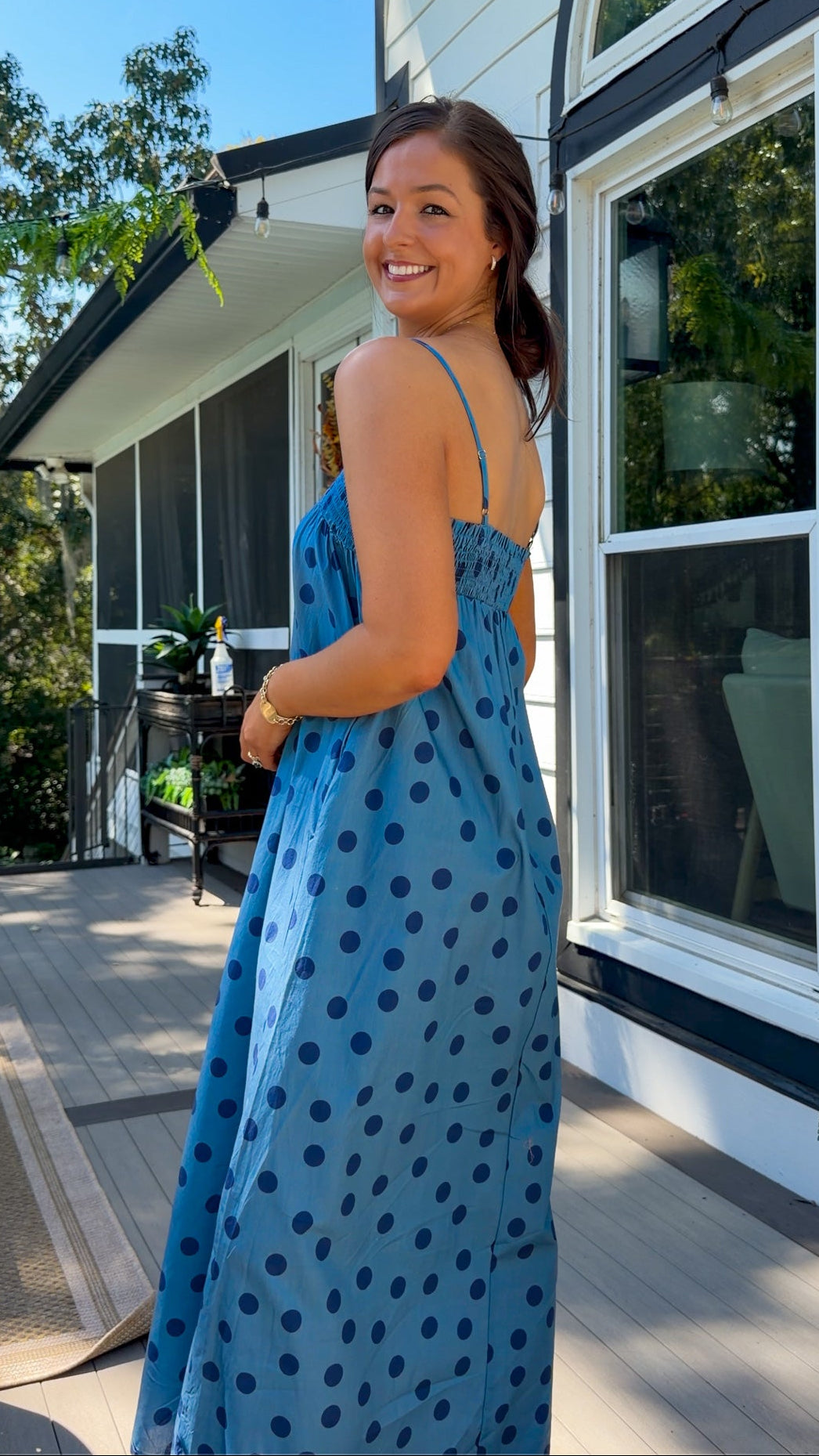 Bonnie Maxi Dress - Dusty Blue Dots