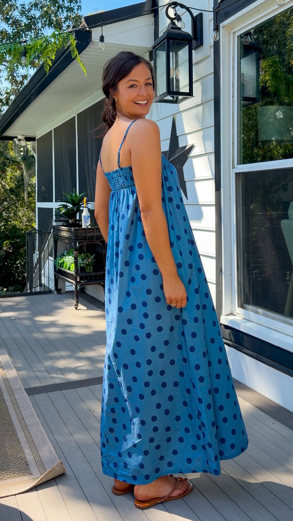 Bonnie Maxi Dress - Dusty Blue Dots