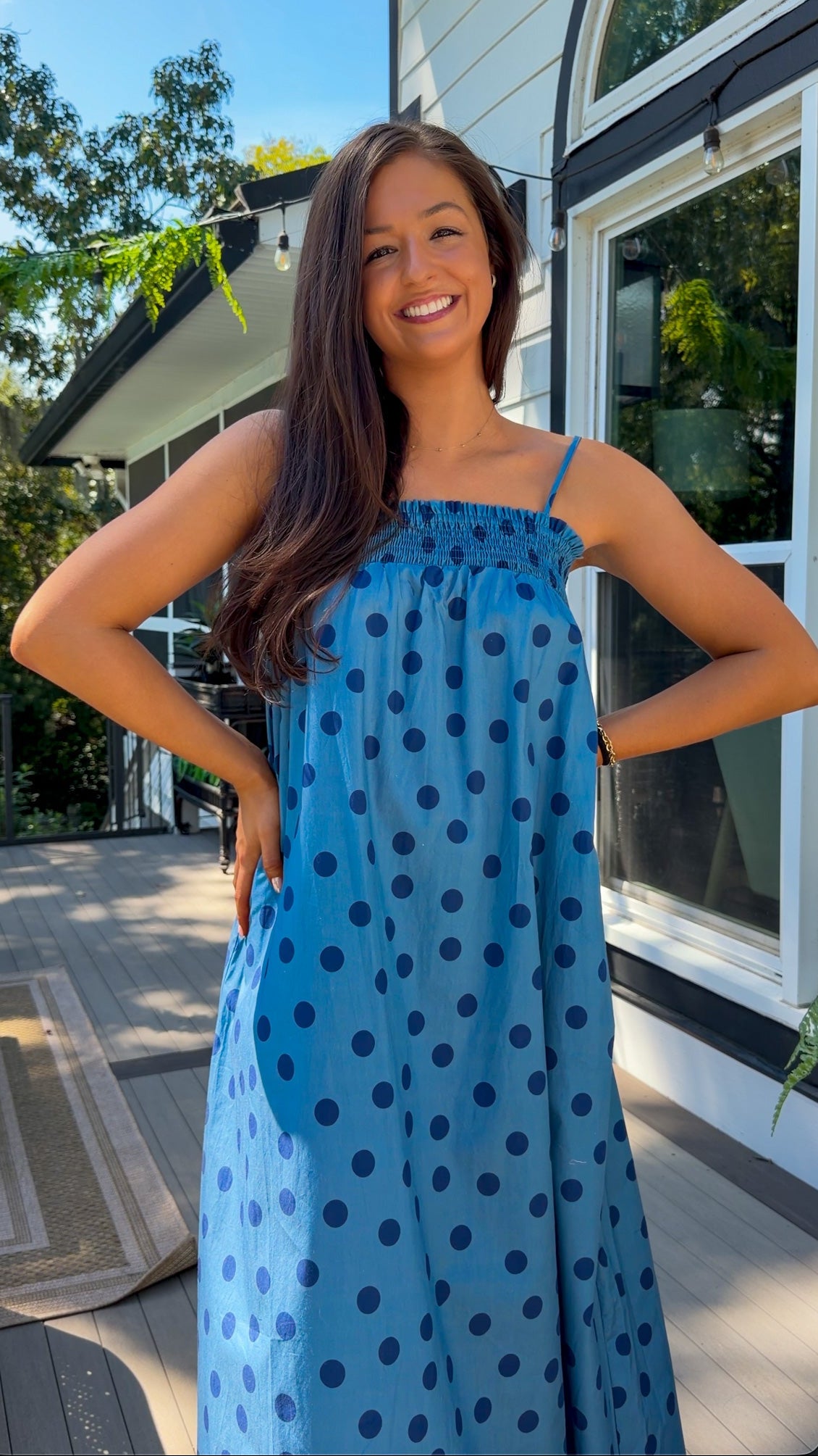 Bonnie Maxi Dress - Dusty Blue Dots